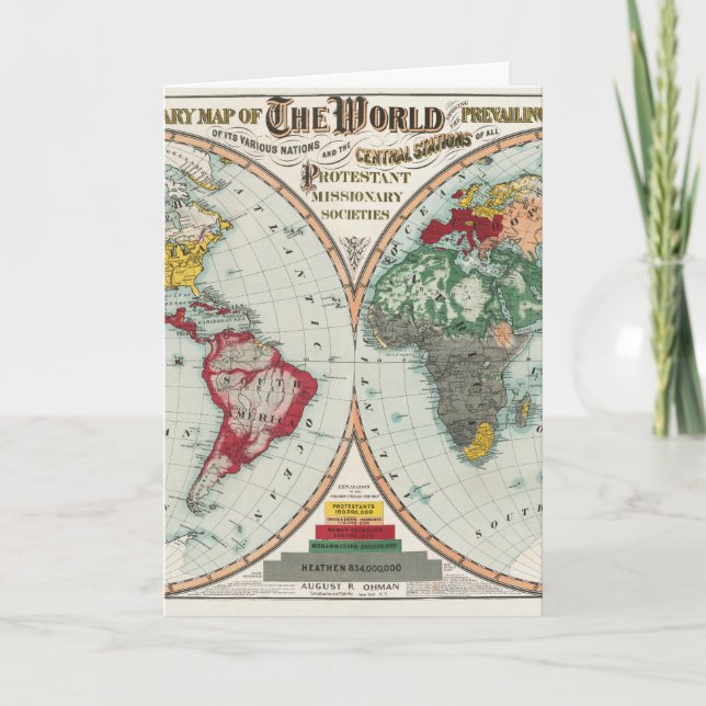 Carte vintage de 1902 des religions missionnaires  (Devant)