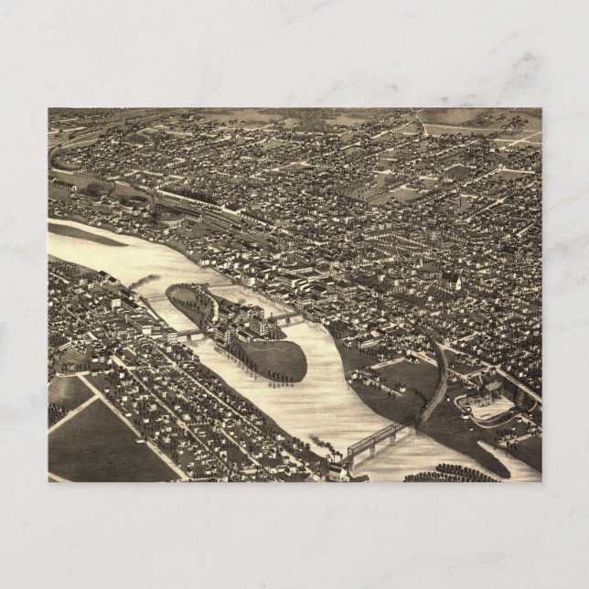 Carte vintage de Aurora Illinois (1882) (Devant)