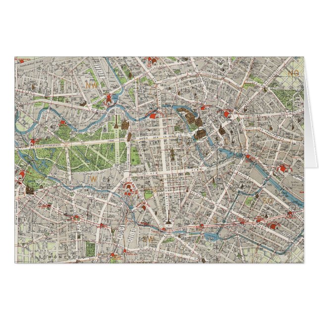 Carte vintage de Berlin Allemagne (1905) (Devant horizontal)