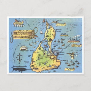Carte vintage de Block Island, Rhode Island