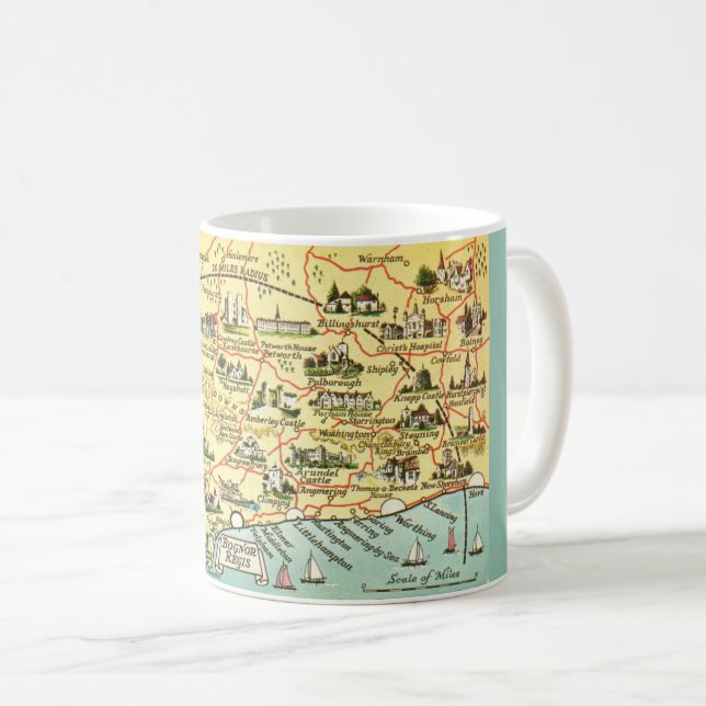 Carte vintage de Bognor England Mug (Devant droit)