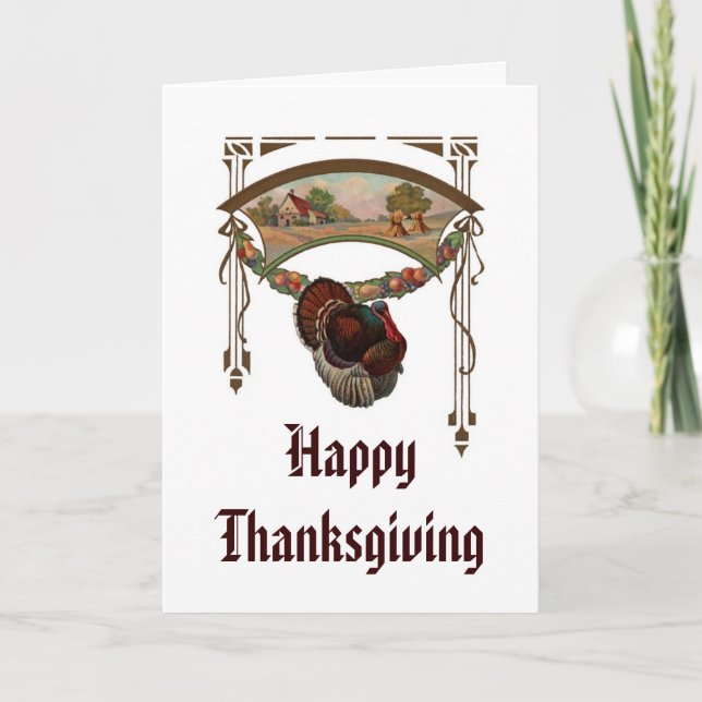 Carte vintage de bon thanksgiving (Devant)