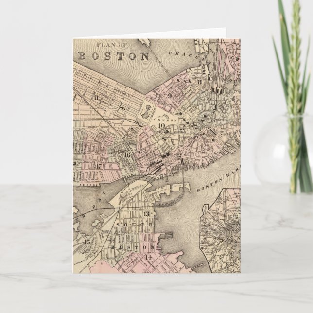 Carte vintage de Boston (1880) (Devant)