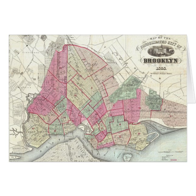 Carte vintage de Brookyln (1868) (Devant horizontal)