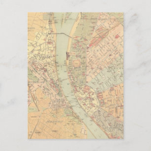 Carte vintage de Budapest Hongrie (1884)