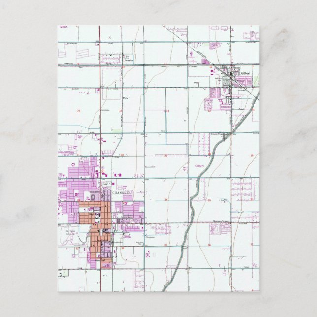 Carte vintage de Chandler & Gilbert Arizona (1952) (Devant)