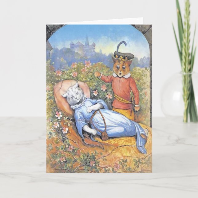 Carte vintage de chat de beauté de sommeil (Devant)