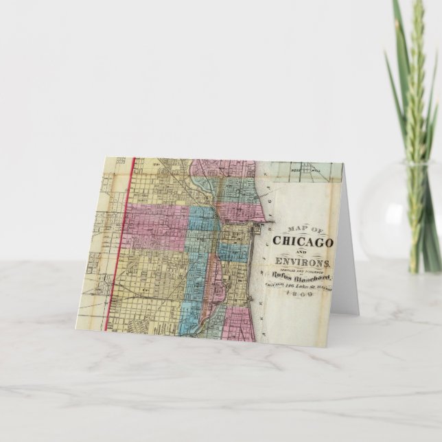 Carte vintage de Chicago (1869) (Devant)