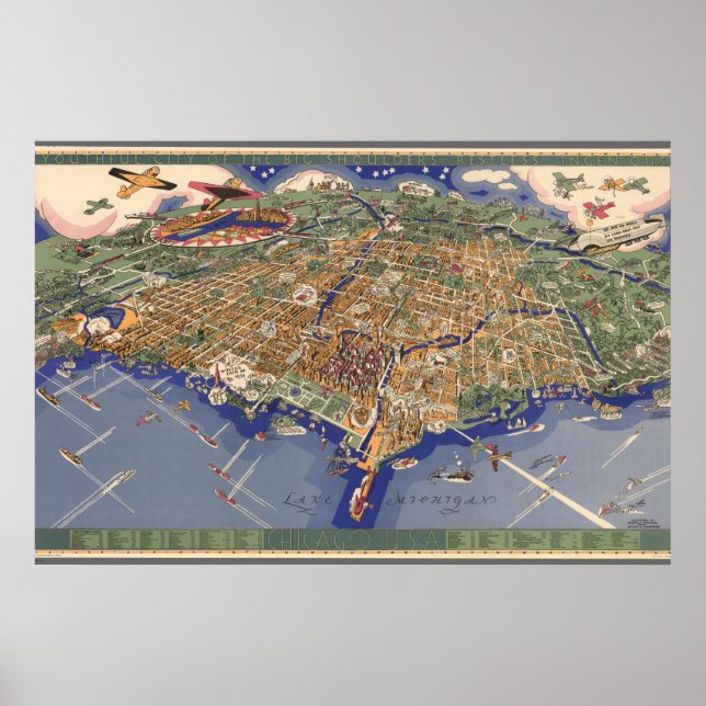 Carte vintage De Chicago Poster (Devant)
