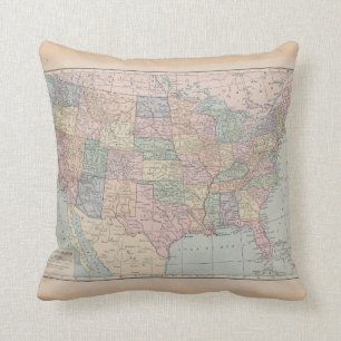 Carte vintage de coussin des Etats-Unis