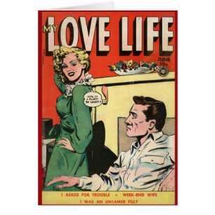 Carte Vintage de couverture comique "My Love Life"