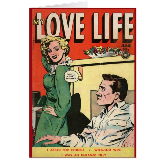 Carte Vintage de couverture comique "My Love Life" (Devant)