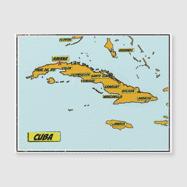 Carte vintage de Cuba de bande dessinée (Devant)
