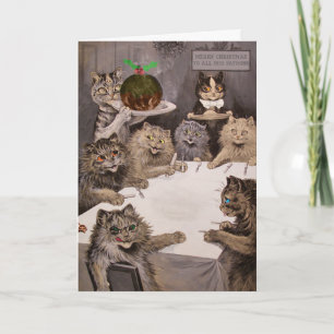 Carte vintage de fête de Noël de chats de Louis