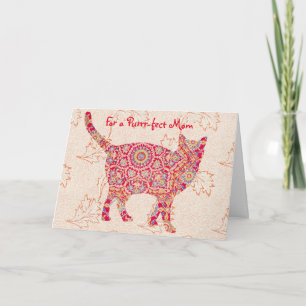 Carte vintage de fête des mères avec motif de chat