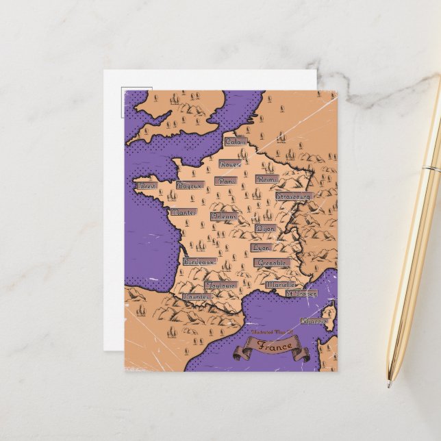 Carte vintage de France (Devant/Arrière en situation)