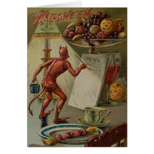 Carte vintage de Halloween de menu de dîner de