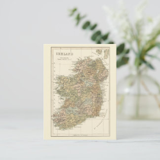 Carte vintage de Irlande 1862 Carte postale