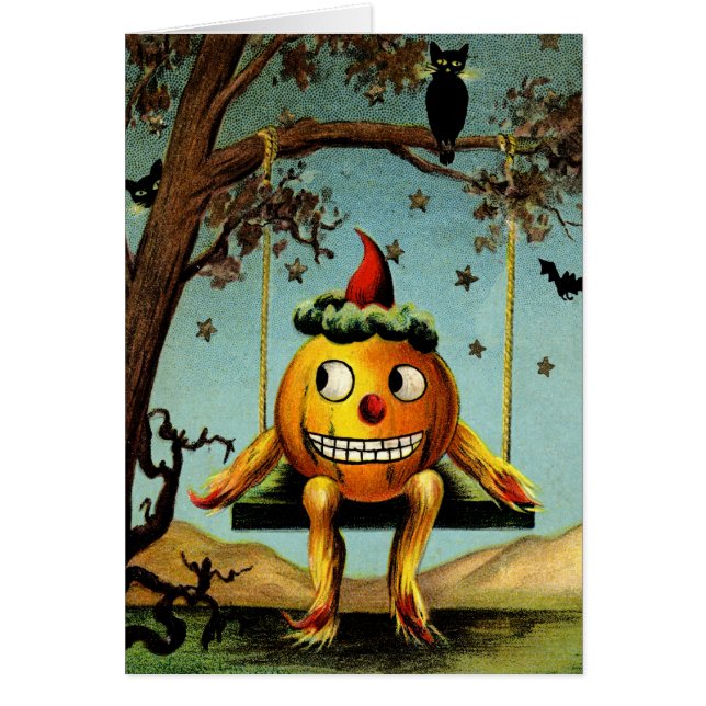 Carte vintage de Jack O'Lantern Halloween (Devant)