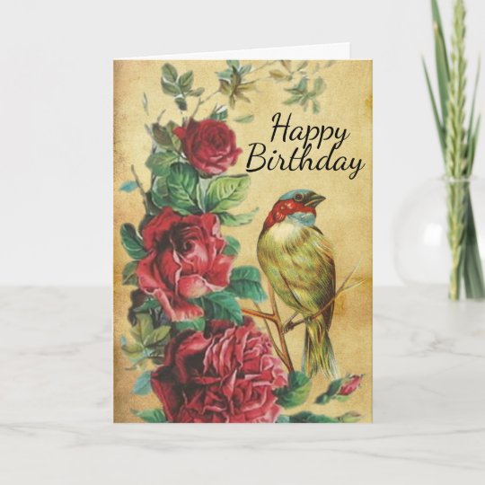 Carte Vintage De Joyeux Anniversaire D Oiseau Et Zazzle Fr