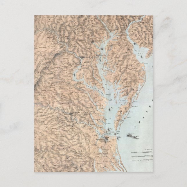 Carte vintage de la baie de Chesapeake (1861) (Devant)