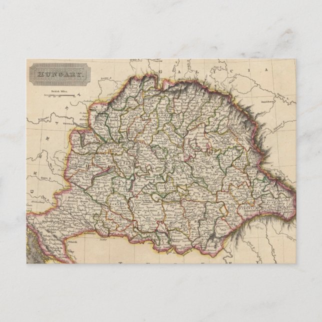 Carte vintage de la Hongrie (1817) (Devant)