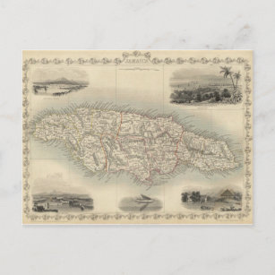 Carte vintage de la Jamaïque (1851)