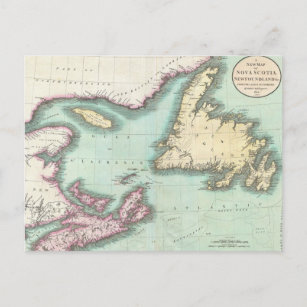 Carte vintage de la Nouvelle-Écosse et de Terre-Ne