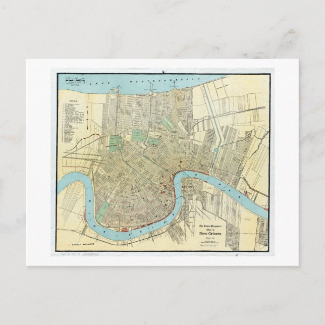 Carte vintage de la Nouvelle-Orléans 1919 (Devant)