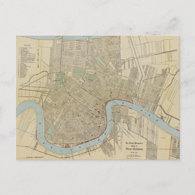 Carte vintage de la Nouvelle-Orléans (1919) (Devant)