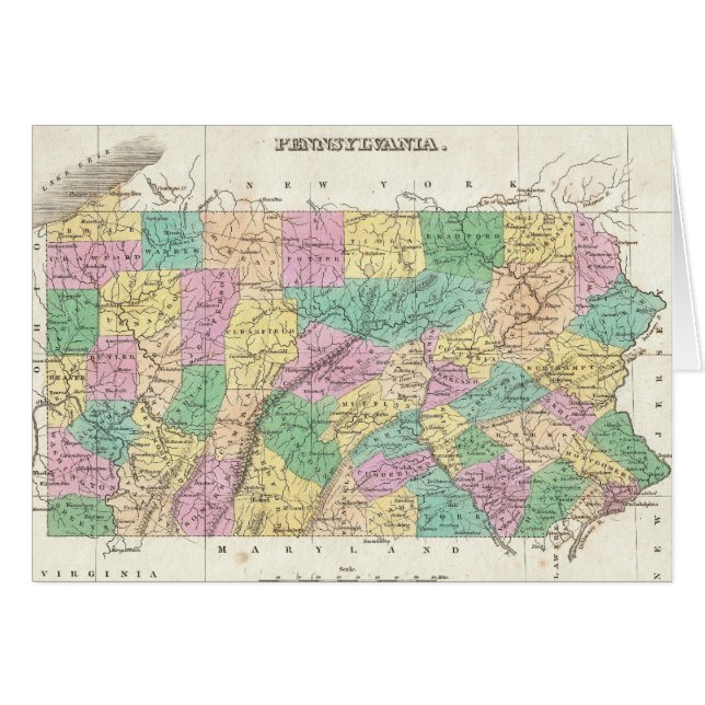 Carte vintage de la Pennsylvanie (1827) (Devant horizontal)