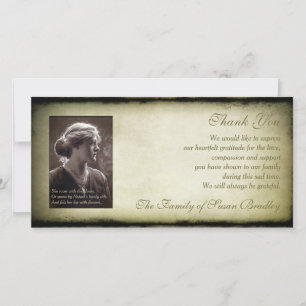 Carte vintage de la photo H de Merci de sympathie