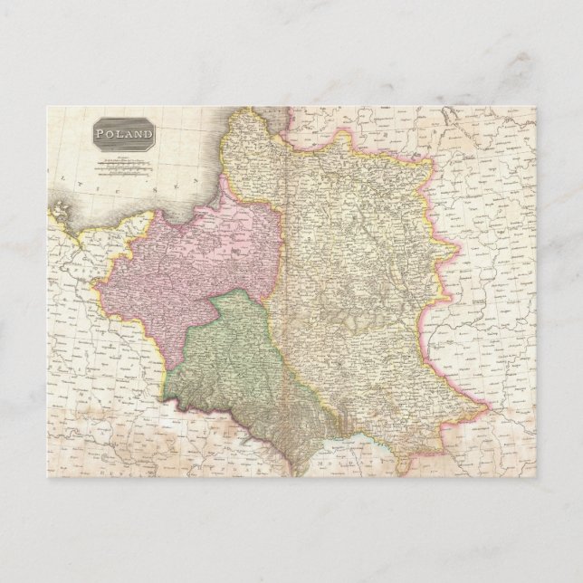 Carte vintage de la Pologne (1818) (Devant)