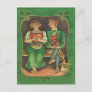 Carte vintage de la pomme de terre couple irlandai
