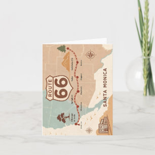 Carte vintage de la route 66 avec des villes histo