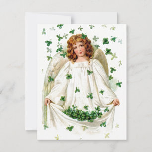 Carte vintage de la Saint-Patrick à l'ange irlanda