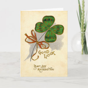 Carte vintage de la Saint-Patrick à quatre feuille