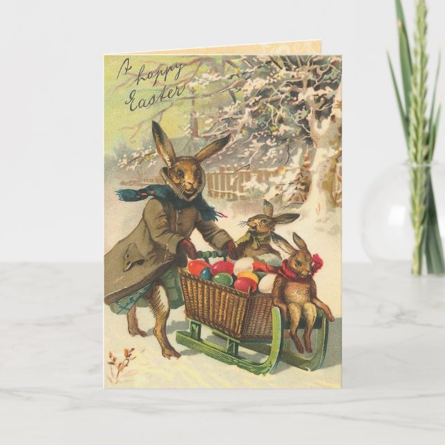 Carte vintage de lapin de Pâques (Devant)