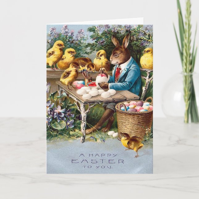 Carte vintage de lapin de Pâques (Devant)