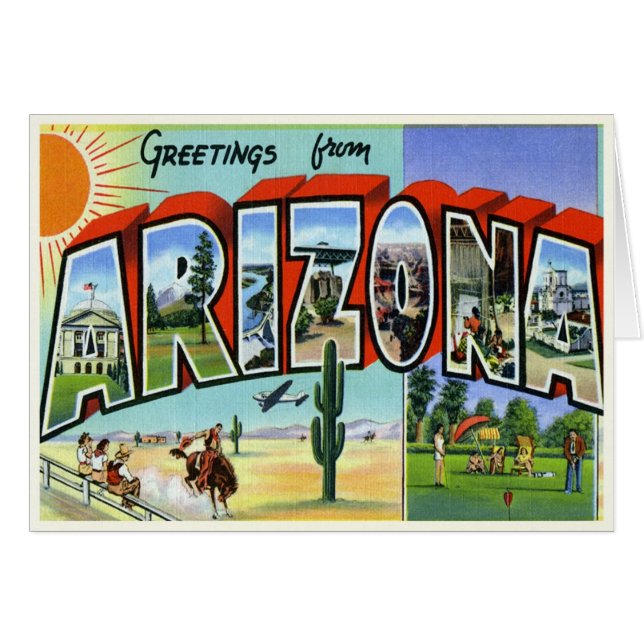 Carte vintage de l'Arizona (Devant Horizontal)