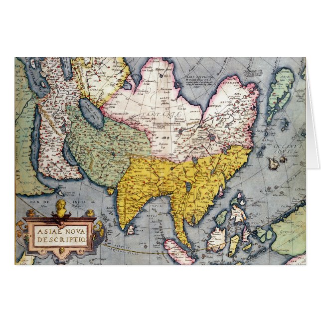 Carte vintage de l'Asie | 1580 (Devant horizontal)