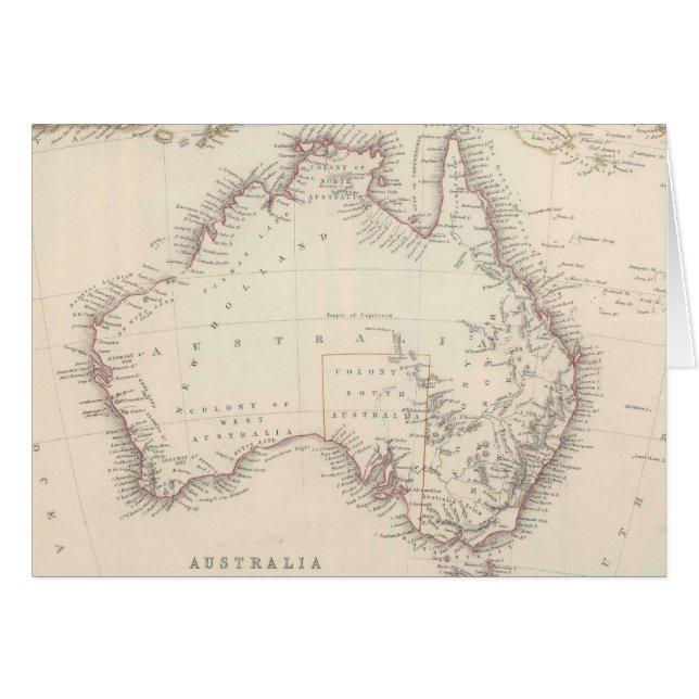 Carte vintage de l'Australie (1848) (Devant horizontal)