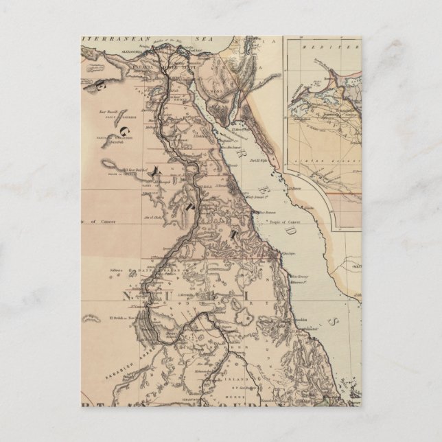 Carte vintage de l'Egypte et du Nil (1885) (Devant)