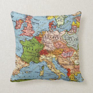 Carte vintage de l'Europe Coussin
