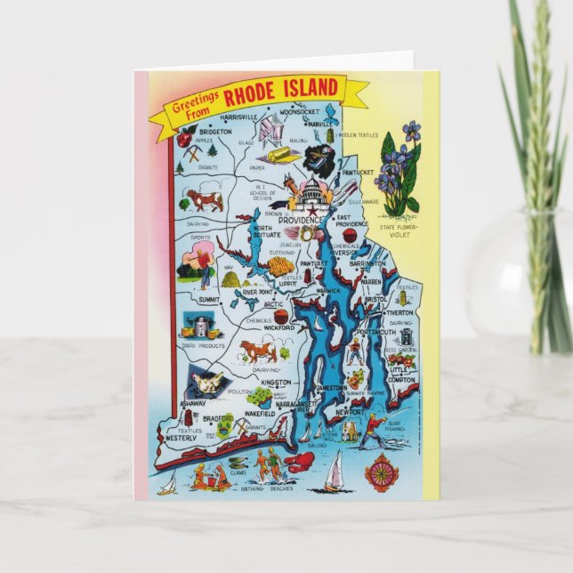 Carte vintage de l'île de Rhode Island (Devant)