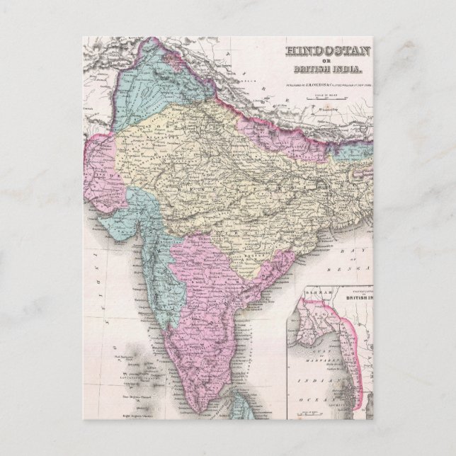 Carte vintage de l'Inde (1855) (Devant)