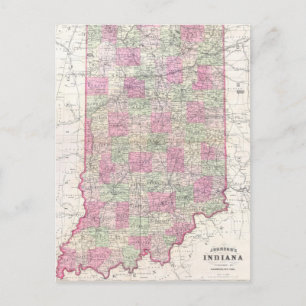 Carte vintage de l'Indiana (1864)