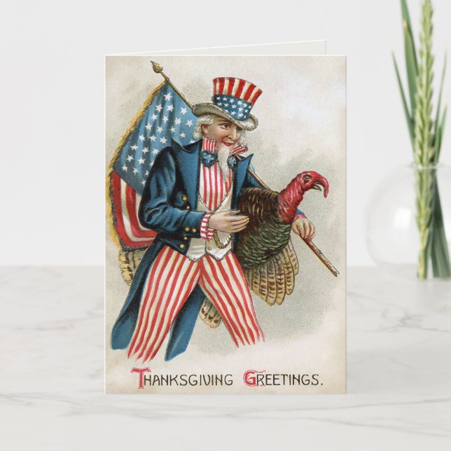Carte Vintage de l'oncle victorien Sam Thanksgivin (Devant)