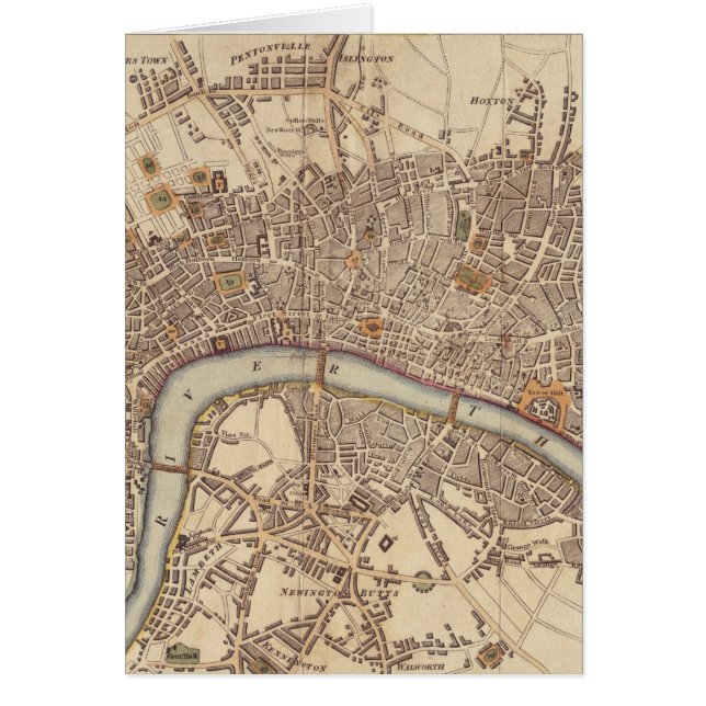 Carte vintage de Londres Angleterre (1807) (Devant)
