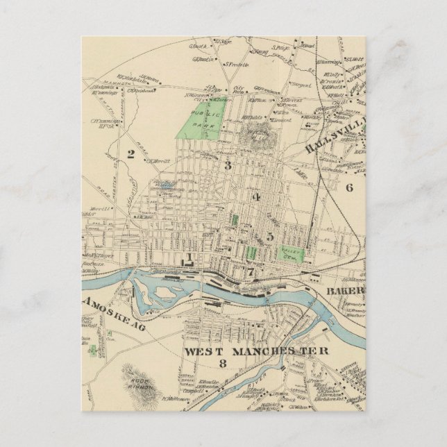 Carte vintage de Manchester NH (1892) (Devant)